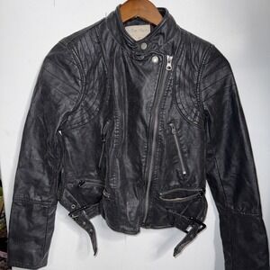 Free People Jacket Women's XS Black We The Free Fenix Vegan Leather Moto Heavy